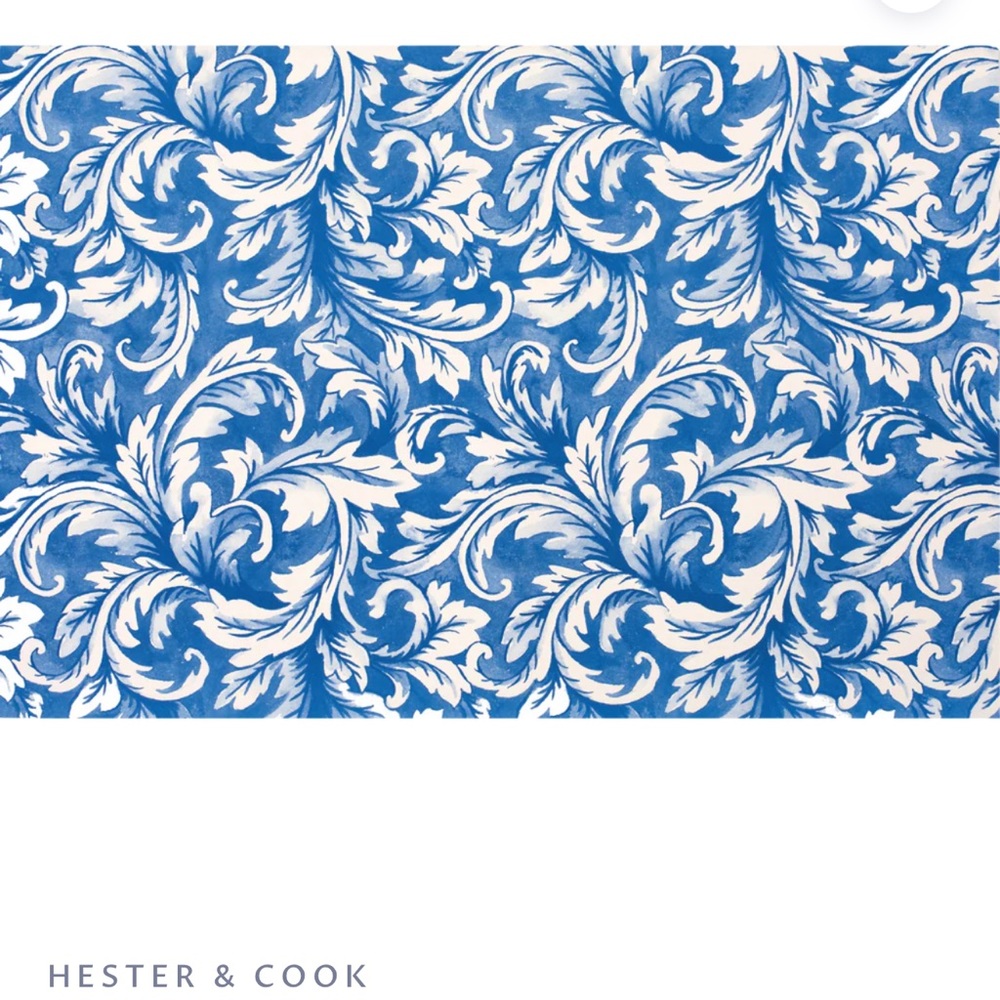 Hester & Cook China Blue Acanthus Paper Placemats NWT